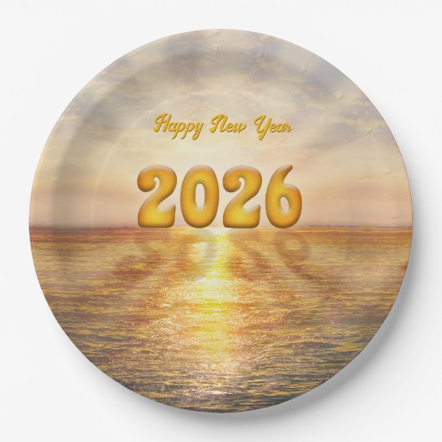 Bonne Année 2026 Assiette en Papier (Devant)