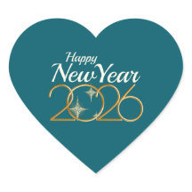 Bonne Année 2026 Autocollant Cœur Élégant Vert &