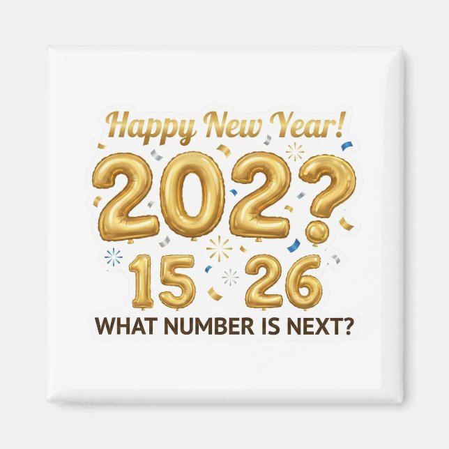 Bonne année 2026 Ballons dorés Logique Quiz Magnet (Devant)