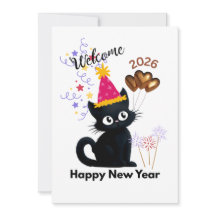 Bonne Année 2026 Carte Chat Noir