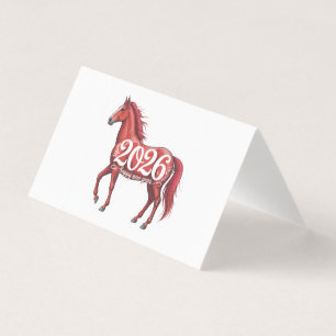Bonne année 2026 Carte Cheval Rouge Illustration