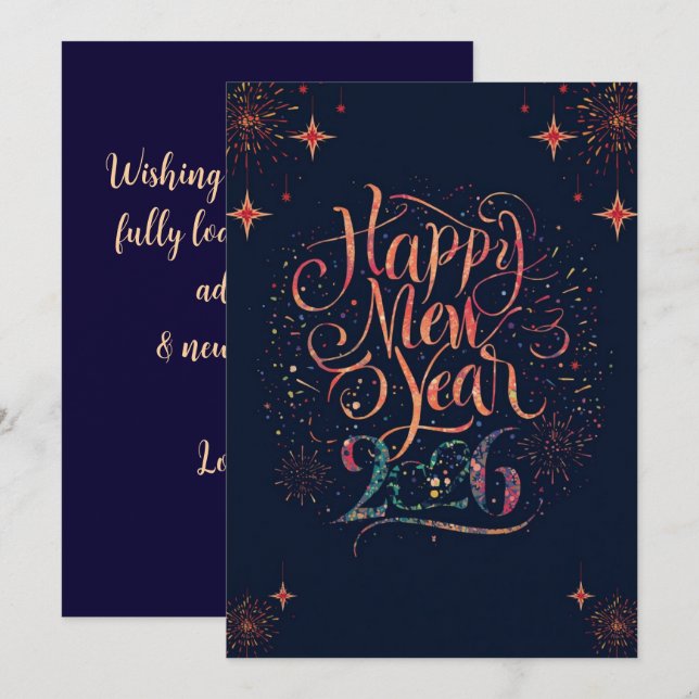 Bonne année 2026 Carte plate (Devant / Derrière)