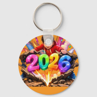 Bonne année 2026 Porte-clés 3D coloré