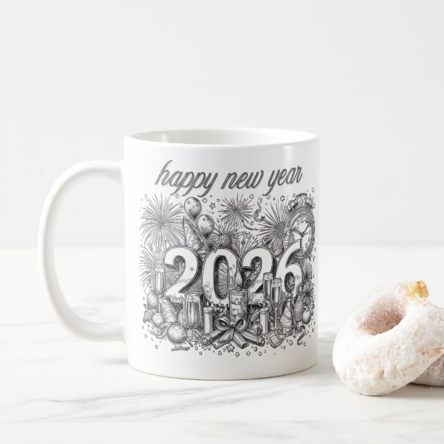bonne année 2026 tasse à café (Avec donut)