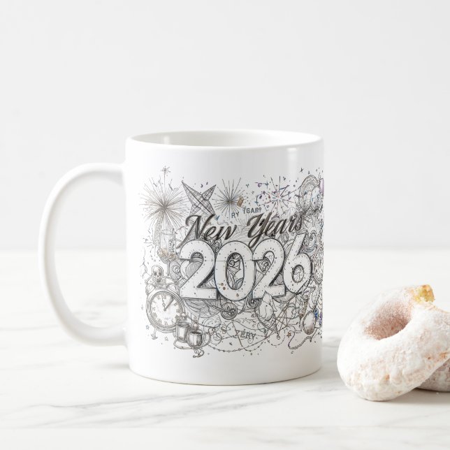 bonne année 2026 tasse à café (Avec donut)