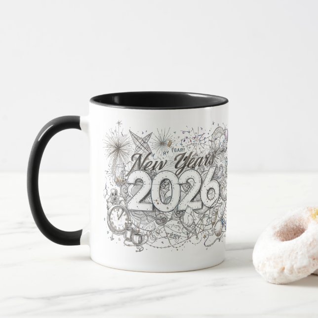 bonne année 2026 tasse à café (Avec donut)