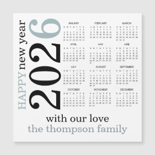Bonne année 2026 Turquoise Calendrier blanc