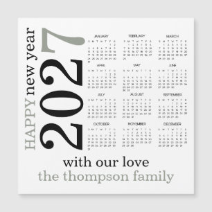 Bonne année 2027 Calendrier Vert Sauge Blanc