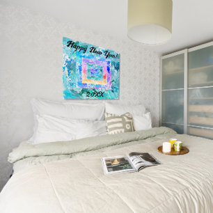 Bonne année 20XX Abstrait Marbre Poster brillant