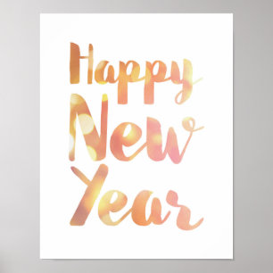 Bonne année - Aquarelle - Poster blanc