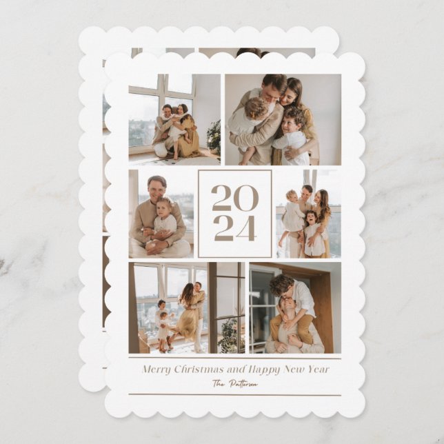 Bonne année avec une carte de vœux de fêtes en fam (Devant / Derrière)