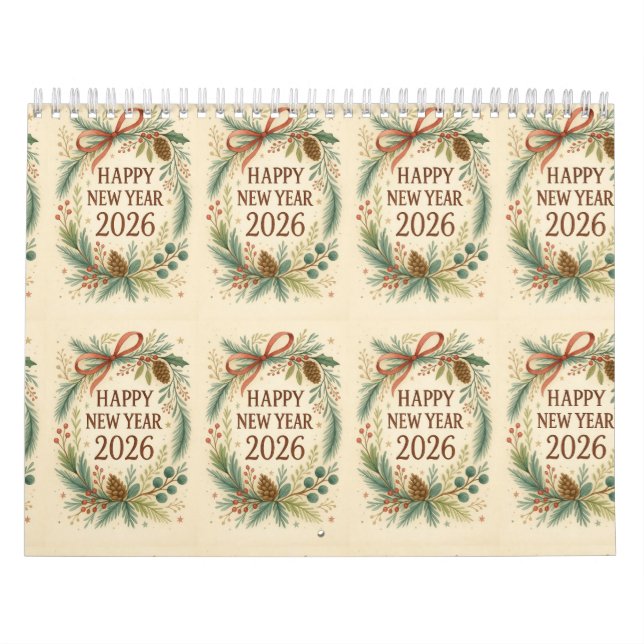 bonne année calendrier mural rustique 2026 (Protection)