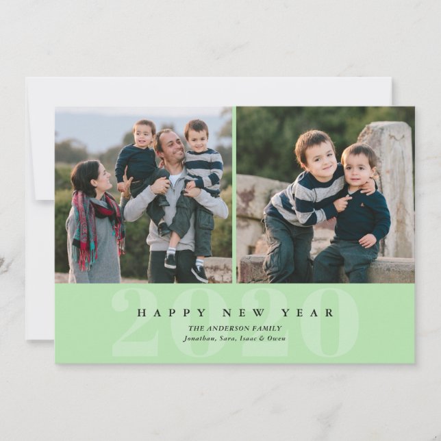 Bonne année | Carte mini 2 photo Nouvel An (Devant)