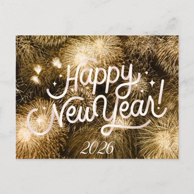 BONNE ANNÉE CARTE POSTALE AVEC DÉTAILS EN OR (Devant)