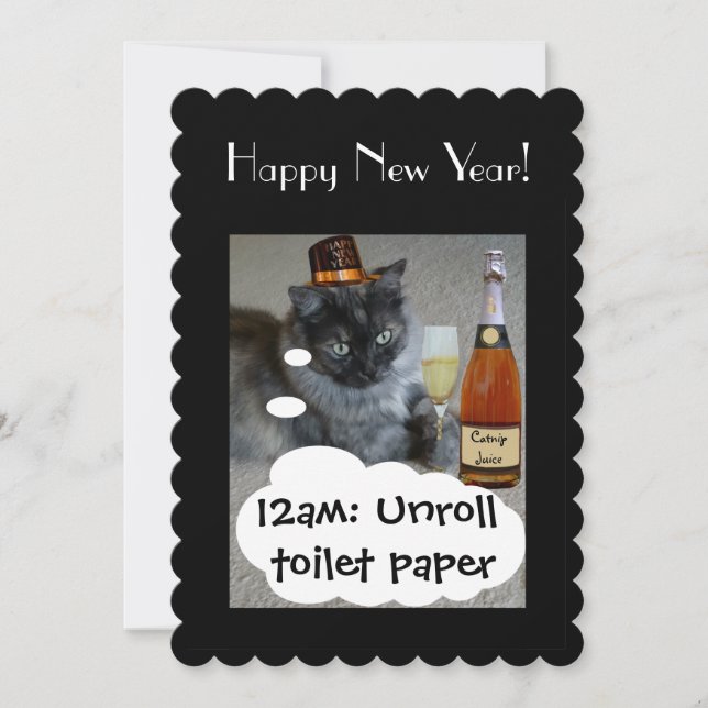 Bonne année (chat) Invitation de RoseWrites (Devant)