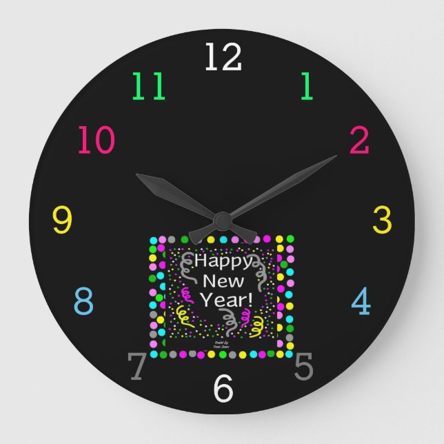 Bonne année de salutations Acrylique Mur Horloge (Recto)