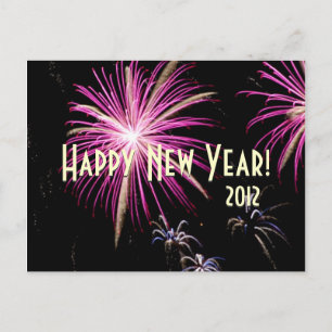 Bonne année Fireworks Purple Calendrier Carte post