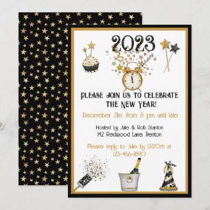 Bonne année Horloge Invitation de fête