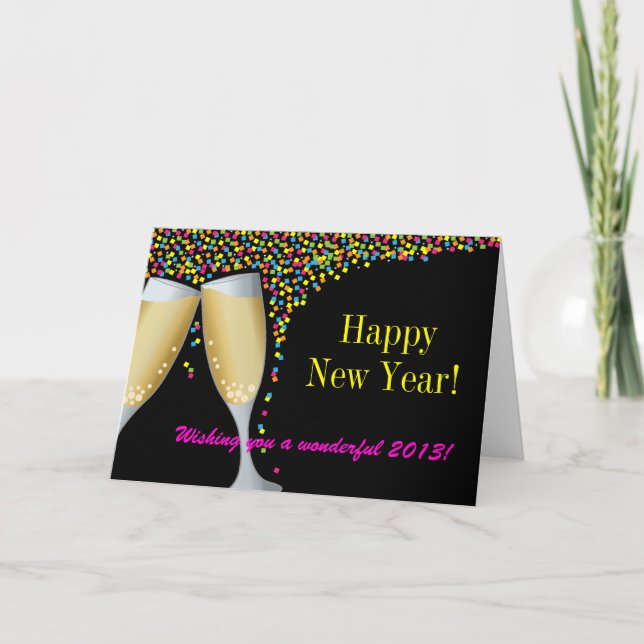 Bonne année Je Champagne Lunettes Carte de voeux (Devant)