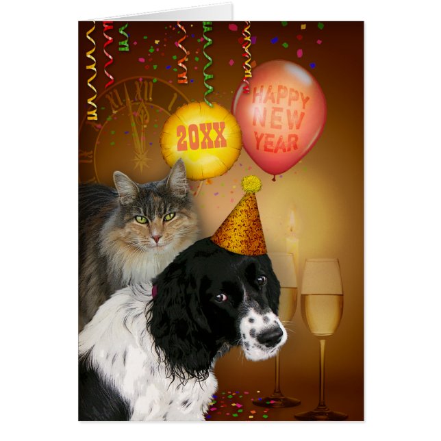 Bonne année (modifier) avec chien et chat (Devant)