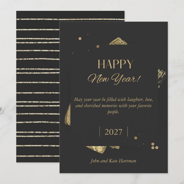 Bonne année Noir & Or  (Devant / Derrière)