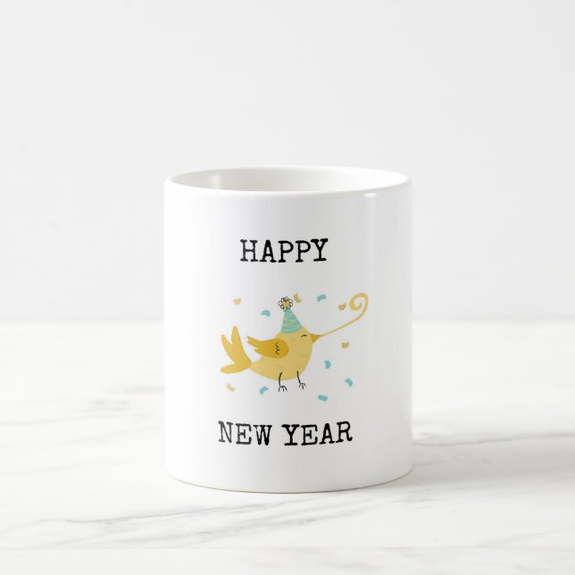 Bonne année, Oiseau sur une tasse de café (Centre)
