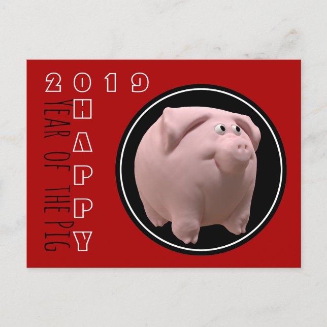 Bonne année PIg 2019 3D Choisir la couleur Carte p (Devant)