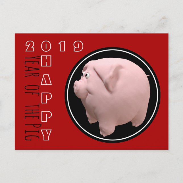 Bonne année PIg 2019 3D Choisir la couleur Carte p (Devant)