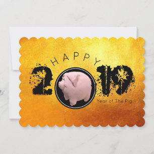 Bonne année PIg 2019 Carte Plat 3D originale 1