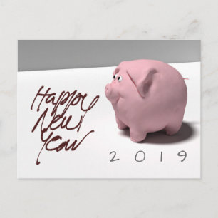 Bonne année PIg 3D personnalisé Voeux Carte postal