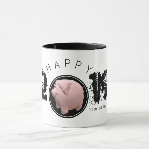 Bonne année PIg grande 2019 Original 3D Mug 2 tons