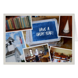 "Bonne année" Scènes de maisons scolaires Vintages