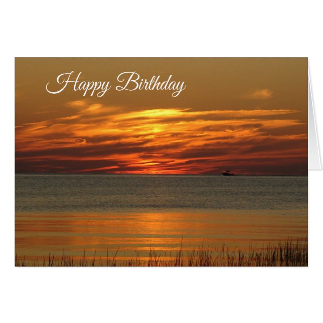 Bonne Anniversaire belle Orange Sunset Beach Card (Devant horizontal)