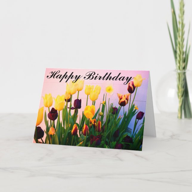Bonne Anniversaire Diverses Tulipes Carte #1 (Devant)