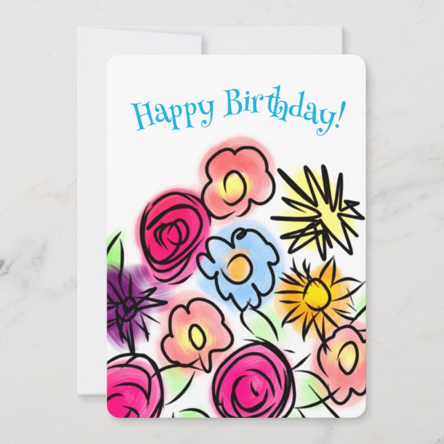 Bonne Anniversaire Fleurs mignonnes Carte Annivers (Devant)