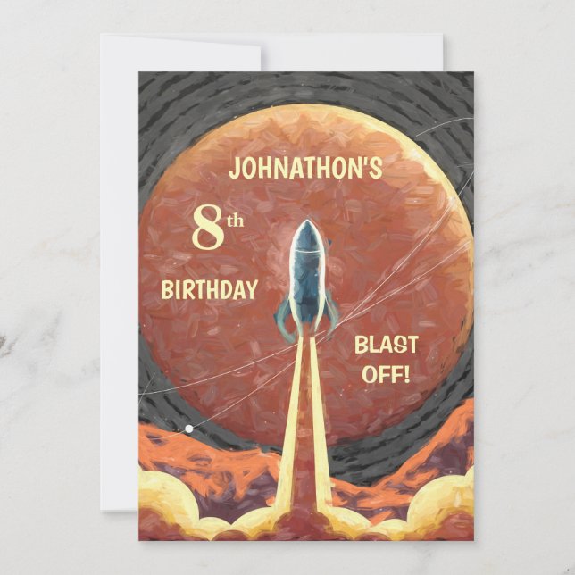 Bonne Anniversaire Rocket Space Fun Universe Card (Devant)