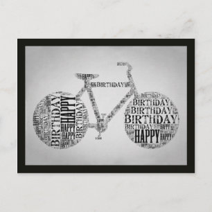 Bonne Anniversaire Typographie de vélo Carte posta