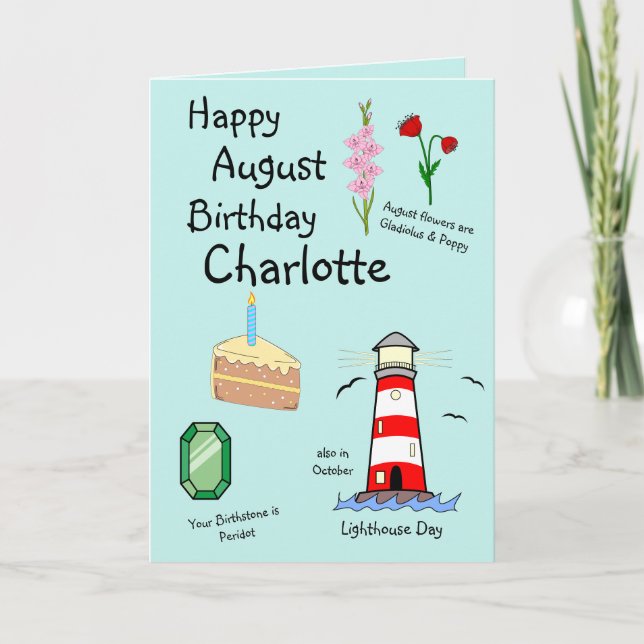Bonne Août Anniversaire Carte de voeux pliée (Devant)