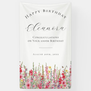 Bonne bannière d'anniversaire 100 août Fleur de na