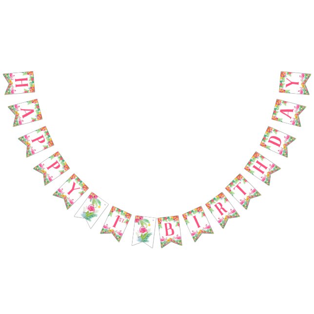 Bonne bannière d'anniversaire, Flamants roses (Tout)