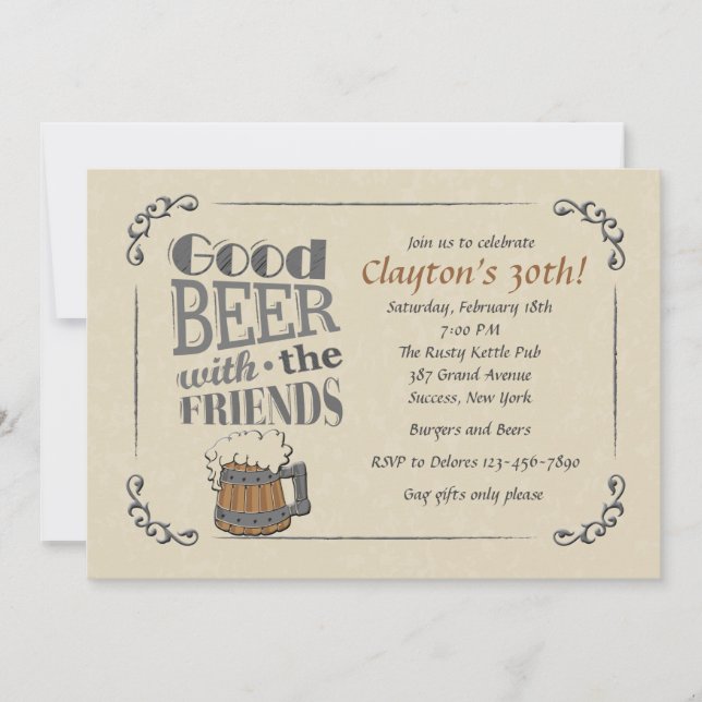 Bonne Bière Avec Les Amis Invitation (Devant)