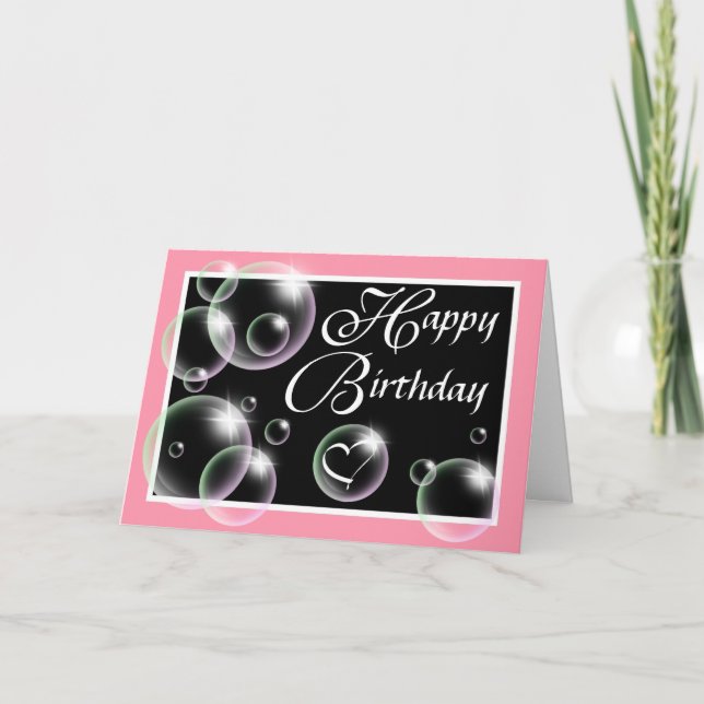Bonne bulles d'anniversaire - Carte de voeux rose (Devant)
