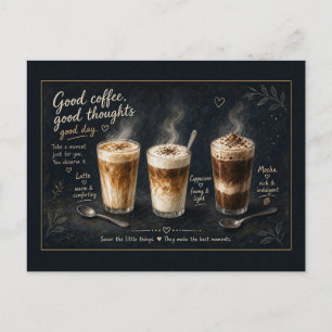 Bonne Café Bonne Pensées Latte Mocha Carte Postale