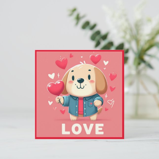 Bonne carte à plat pour chiot de Valentine (Debout devant)