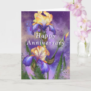 Bonne carte Anniversaire avec belle fleur Iris