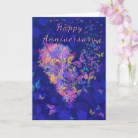 Bonne carte Anniversaire Coeur papillon - Amour