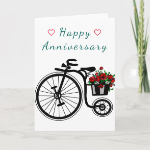 Bonne carte Anniversaire Fleurs romantiques Vélo A