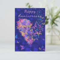 Bonne carte Anniversaire Papillon Coeur Romantique