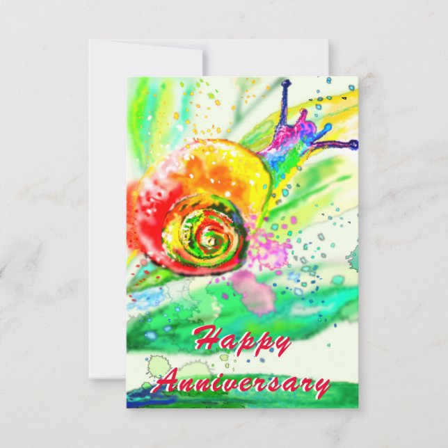 Bonne carte Anniversaire Rainbow Snail Peinture (Devant)