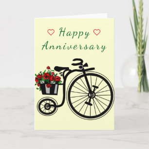 Bonne carte Anniversaire Vélo Fleurs romantiques